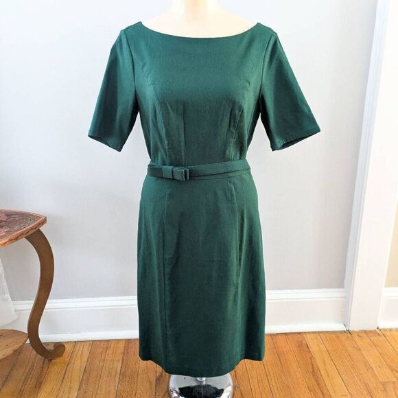 Modcloth Emerald Green Belted Midi Dress - Picture 1 of 6